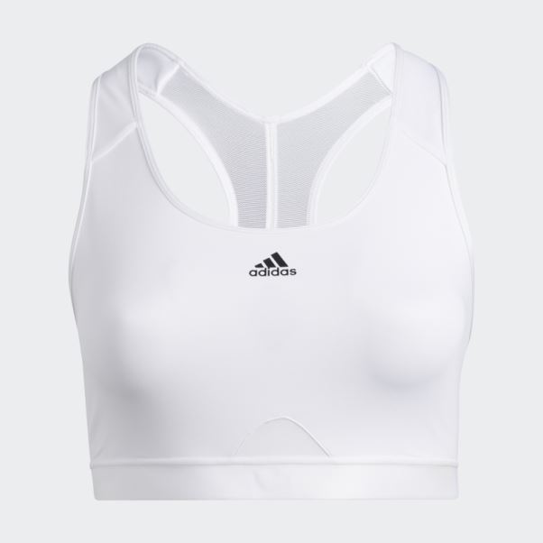 Soutien-gorge à Maintien Moyen Adidas Powerreact Training Blanc (taille Plus)