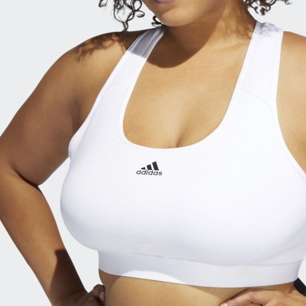 Soutien-gorge à Maintien Moyen Adidas Powerreact Training Blanc (taille Plus)