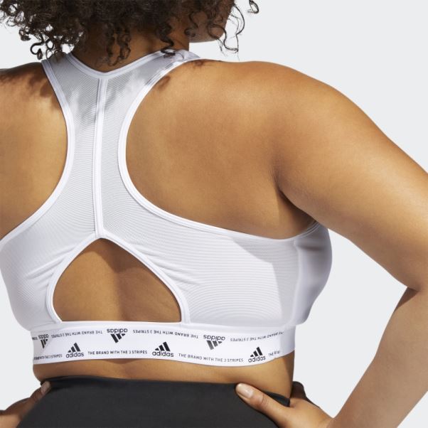 Soutien-gorge à Maintien Moyen Adidas Powerreact Training Blanc (taille Plus)