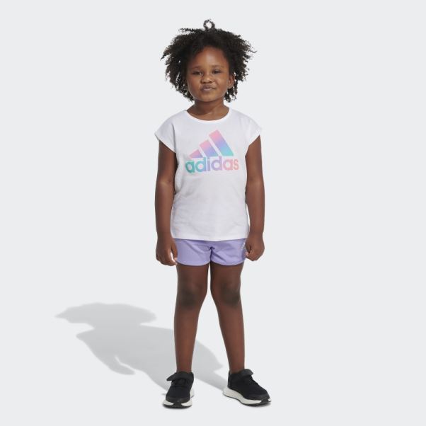 Ensemble T-shirt Graphique Et Short Blanc Adidas