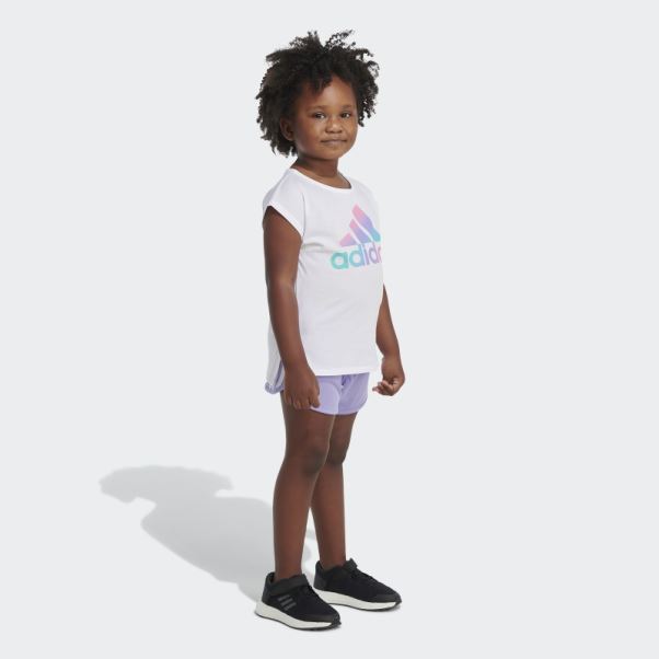 Ensemble T-shirt Graphique Et Short Blanc Adidas