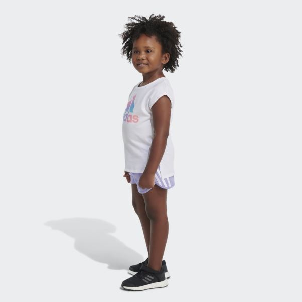 Ensemble T-shirt Graphique Et Short Blanc Adidas
