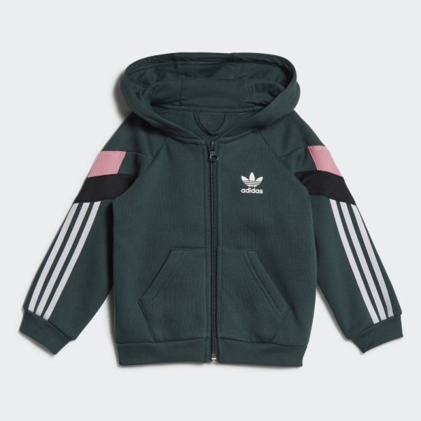 Ensemble Sweat à Capuche Adidas Full-zip Vert Minéral
