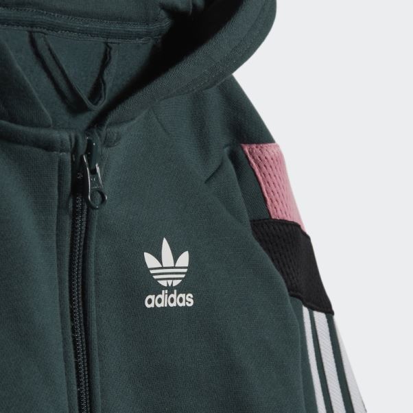 Ensemble Sweat à Capuche Adidas Full-zip Vert Minéral