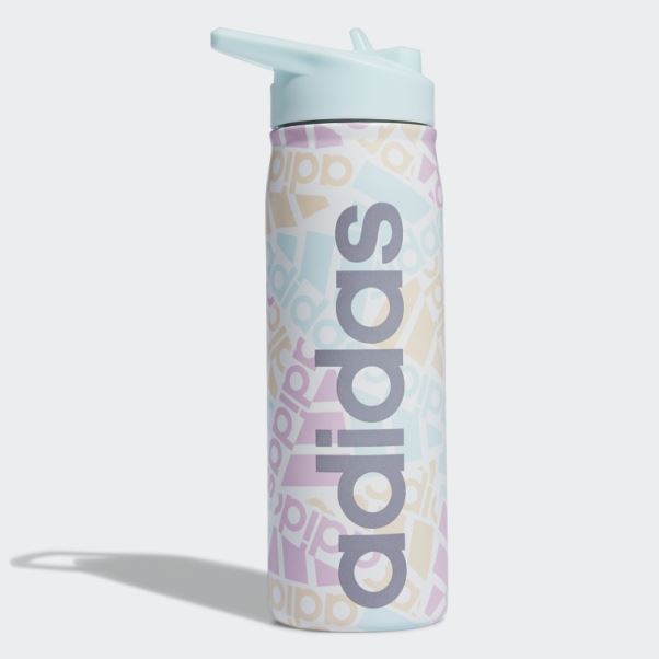 Bidon Métal Paille Acier Adidas Blanc 600 Ml