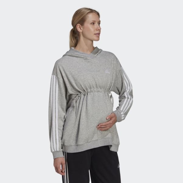 Sweat à Capuche Adidas Essentials Cotton 3-stripes (maternité) Blanc Mode