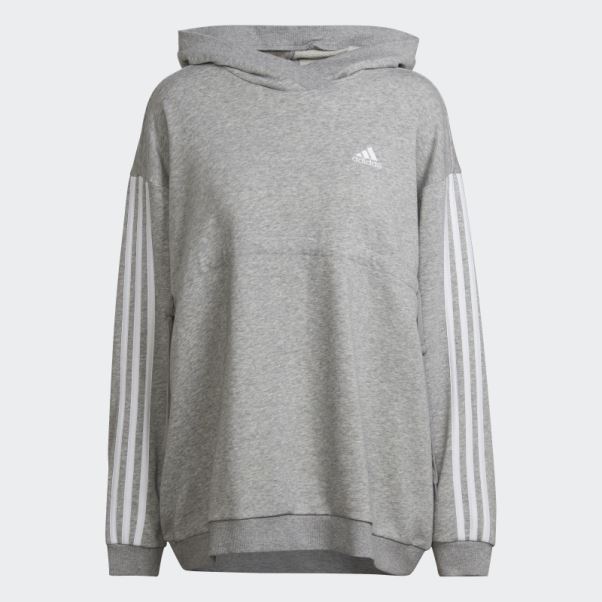 Sweat à Capuche Adidas Essentials Cotton 3-stripes (maternité) Blanc