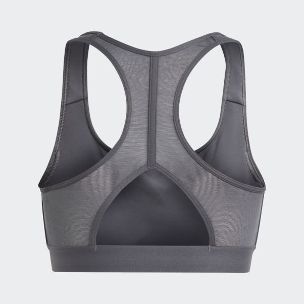 Soutien-gorge Gris Adidas Powerreact Hyperbright à Maintien Moyen