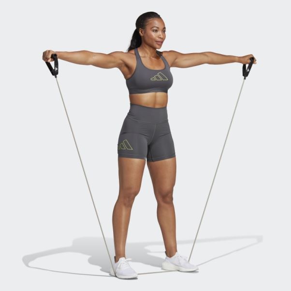 Soutien-gorge à Maintien Moyen Adidas Powerreact Hyperbright Gris