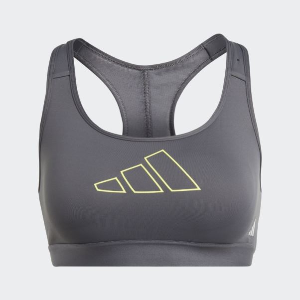 Soutien-gorge à Maintien Moyen Adidas Powerreact Hyperbright Gris
