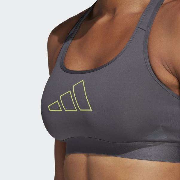 Soutien-gorge à Maintien Moyen Adidas Powerreact Hyperbright Gris
