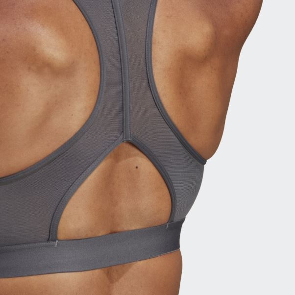Soutien-gorge à Maintien Moyen Adidas Powerreact Hyperbright Gris