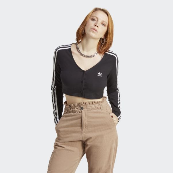 Adidas Adicolor Classics 3-stripes Bouton T-shirt à Manches Longues Noir