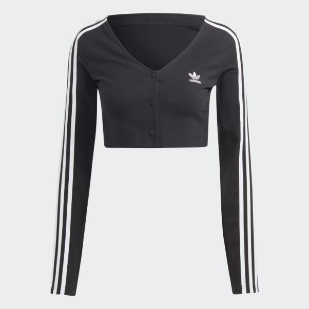 Adidas Adicolor Classics 3-stripes Bouton T-shirt à Manches Longues Noir