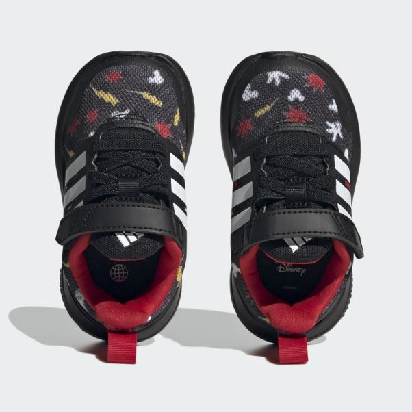 Adidas X Disney Fortarun 2.0 Mickey Cloudfoam Elastic Lace Top Strap Chaussures Noir Fashion