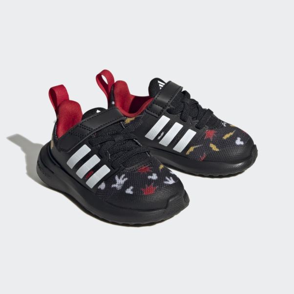 Adidas X Disney Fortarun 2.0 Mickey Cloudfoam Elastic Lace Top Strap Chaussures Noir Fashion
