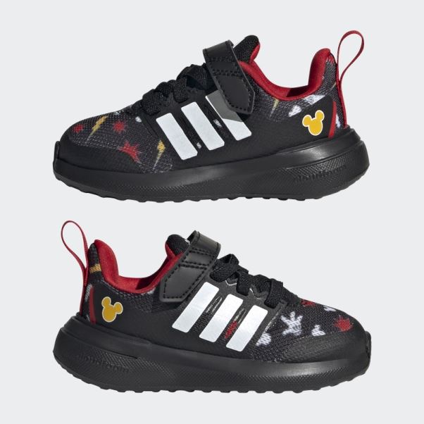 Adidas X Disney Fortarun 2.0 Mickey Cloudfoam Elastic Lace Top Strap Shoes Noir