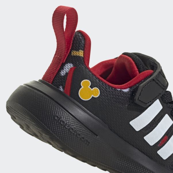 Adidas X Disney Fortarun 2.0 Mickey Cloudfoam Elastic Lace Top Strap Shoes Noir