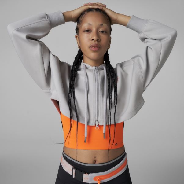 Sweat à Capuche Court Adidas By Stella Mccartney Gris
