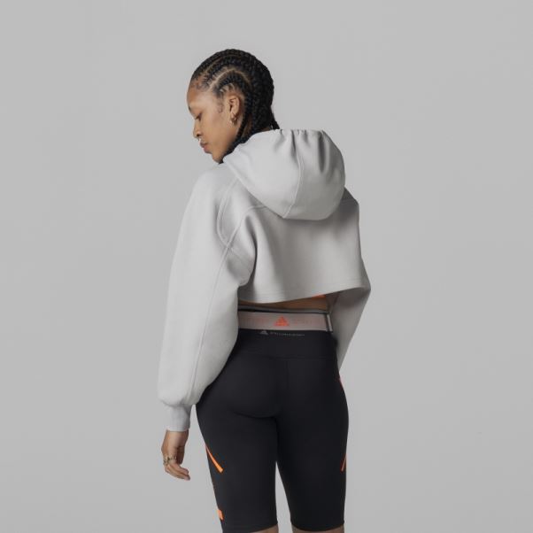 Sweat à Capuche Court Adidas By Stella Mccartney Gris