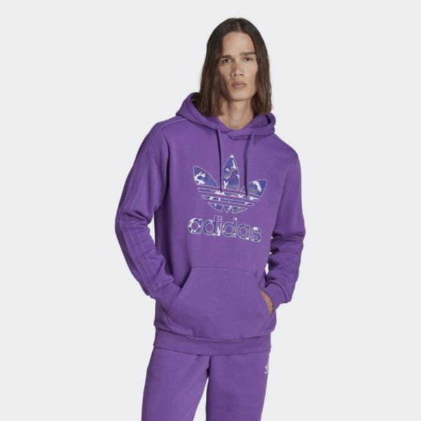Sweat à Capuche Camouflage Graphique Adidas Violet