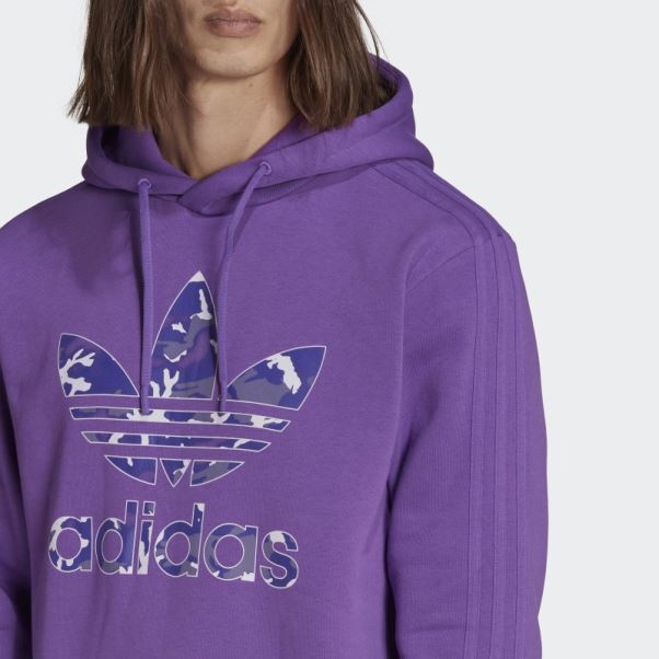 Sweat à Capuche Camouflage Graphique Adidas Violet
