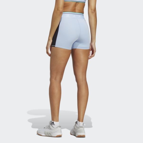 Adidas Techfit Colorblock 3 Pouces Leggings Courts Bleu Aube