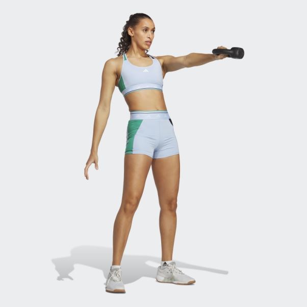 Adidas Techfit Colorblock 3 Pouces Leggings Courts Bleu Aube