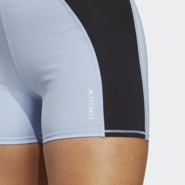 Adidas Techfit Colorblock 3 Pouces Leggings Courts Bleu Aube