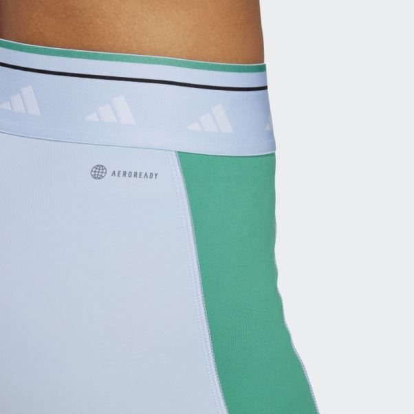Adidas Techfit Colorblock 3 Pouces Leggings Courts Bleu Aube