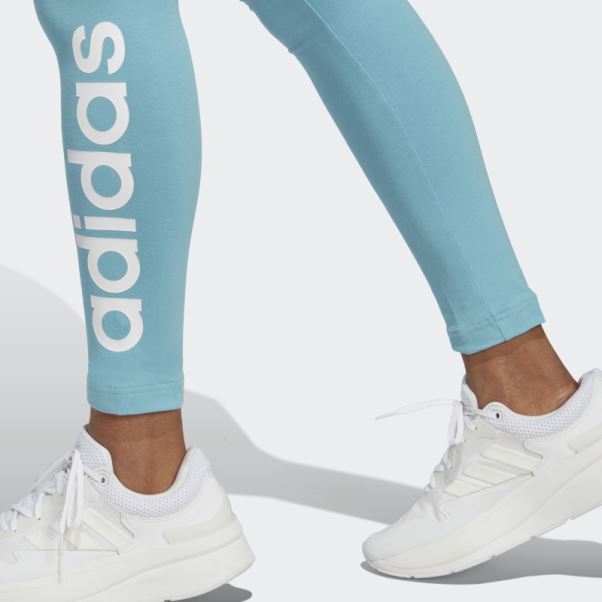 Legging Taille Haute Logo Adidas Essentials Bleu