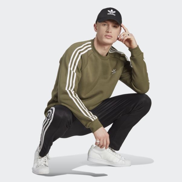 Sweat Adicolor Classics 3-stripes Olive Adidas