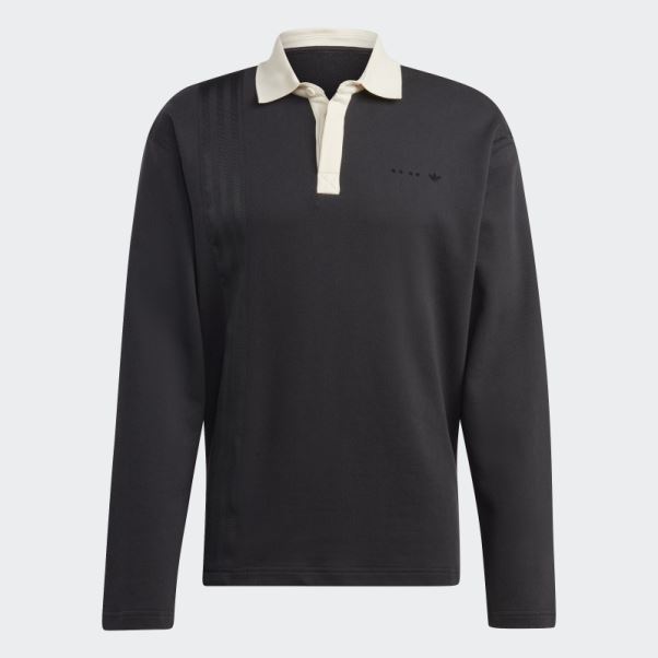 Adidas Rifta Metro Maillot De Rugby Manche Longue Noir Chaud