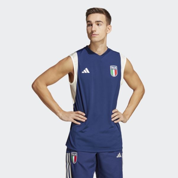 Maillot Sans Manches Adidas Italy Tiro 23 Bleu Foncé