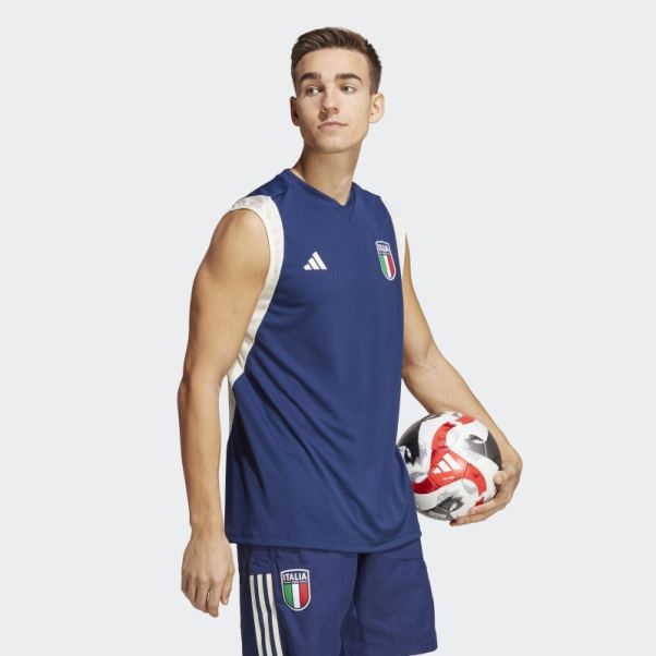 Maillot Sans Manches Adidas Italy Tiro 23 Bleu Foncé