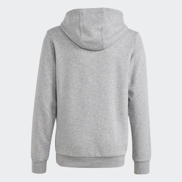 Adidas Sweat à Capuche En Coton Gris Moyen Gros Logo Essentials