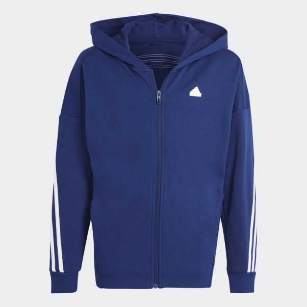 Haut De Survêtement à Capuche Zippé à 3 Bandes Adidas Future Icons Bleu Foncé