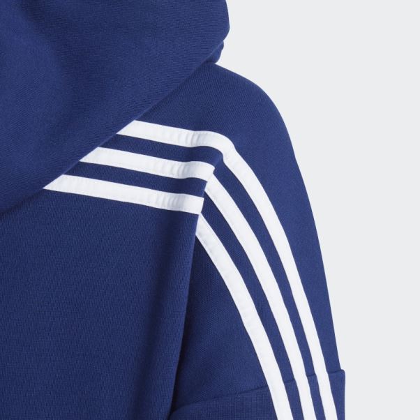 Haut De Survêtement à Capuche Zippé à 3 Bandes Adidas Future Icons Bleu Foncé