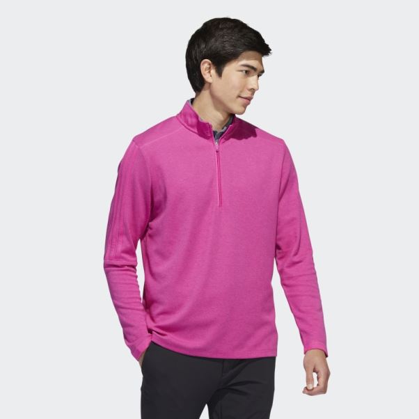 Pull Quart De Zip 3 Bandes Fuchsia Mel Adidas