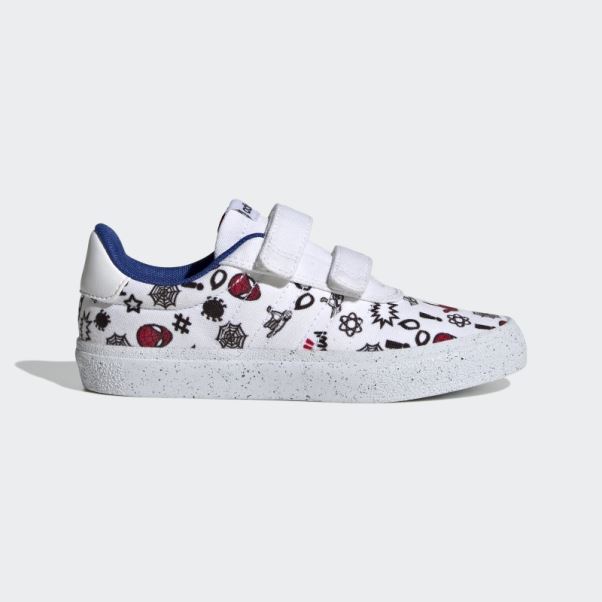 Adidas X Marvel Vulc Raid3r Spider-man Chaussures à Crochets Et Boucles Blanches Mode