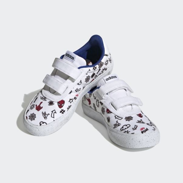 Adidas X Marvel Vulc Raid3r Spider-man Chaussures à Crochets Et Boucles Blanches Mode