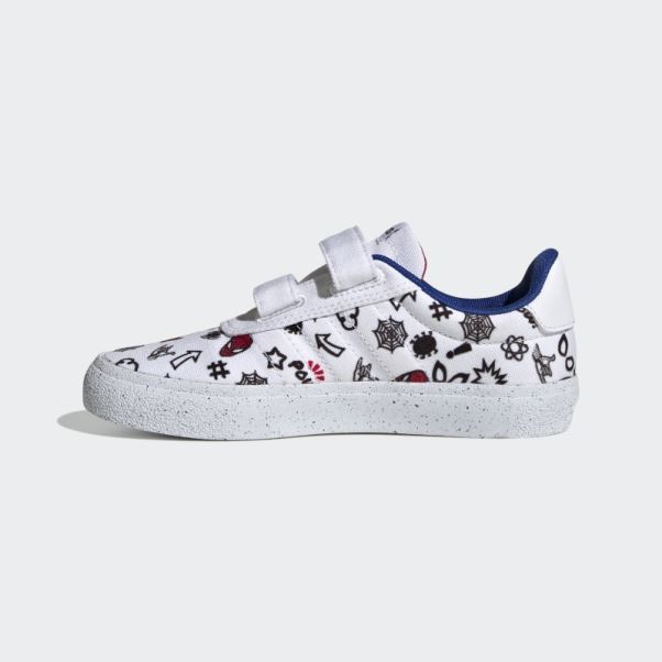 Adidas X Marvel Vulc Raid3r Spider-man Chaussures à Crochets Et Boucles Blanches Mode
