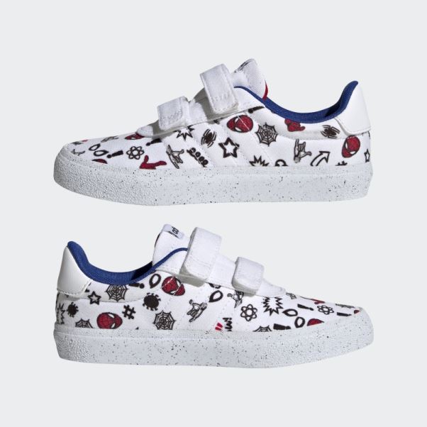 Adidas X Marvel Vulc Raid3r Spider-man Chaussures à Crochets Et Boucles Blanches Mode