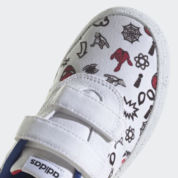 Adidas X Marvel Vulc Raid3r Spider-man Chaussures à Crochets Et Boucles Blanches Mode