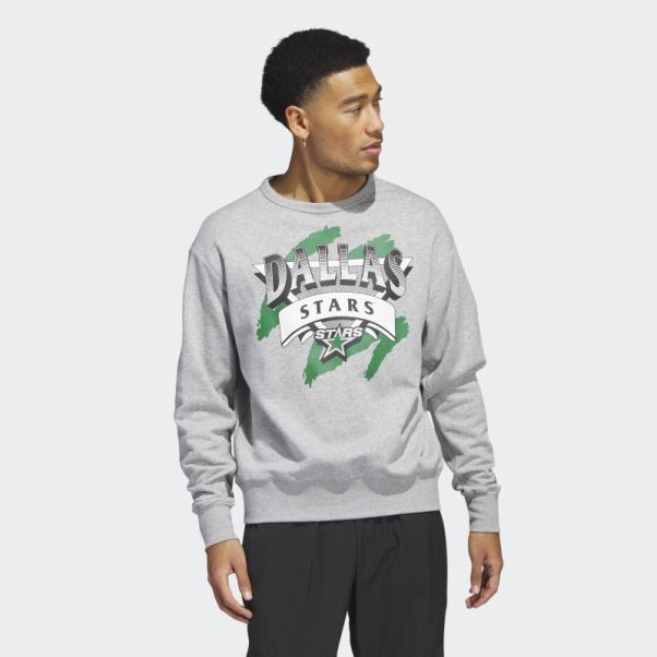Sweat Gris Moyen Adidas Stars Vintage Crew