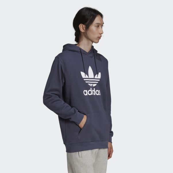 Sweat à Capuche Adidas Adicolor Classics Trèfle Bleu Marine