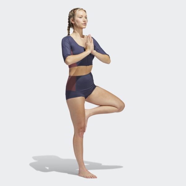 Short De Yoga Adidas Bleu Marine