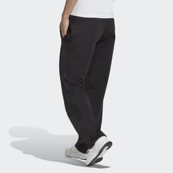 Pantalon De Survêtement Adidas Primegreen Essentials Warm-up Ourlet Ouvert 3 Bandes Noir
