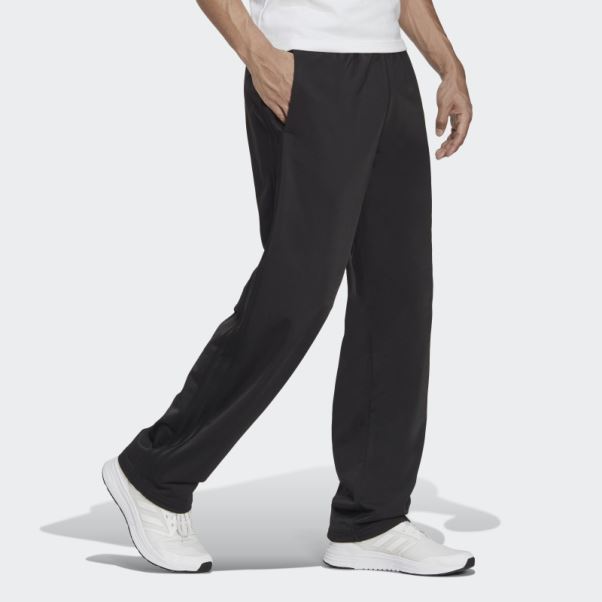 Pantalon De Survêtement Adidas Primegreen Essentials Warm-up Ourlet Ouvert 3 Bandes Noir