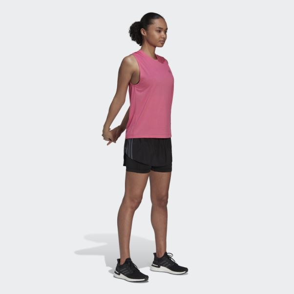 Courir Icônes En Cours D'exécution Muscle Tank Magenta Adidas